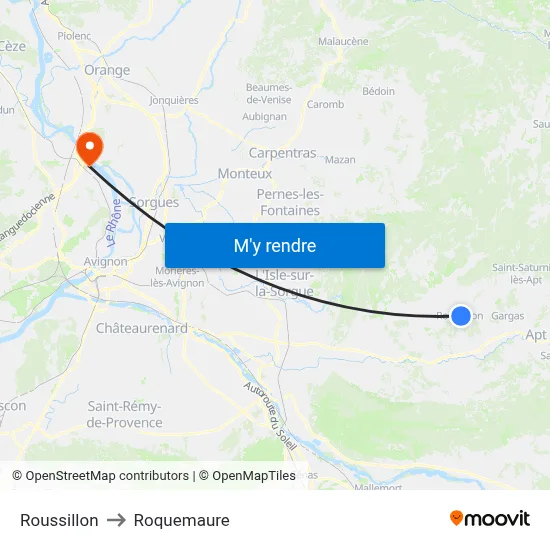 Roussillon to Roquemaure map