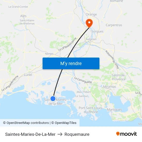 Saintes-Maries-De-La-Mer to Roquemaure map