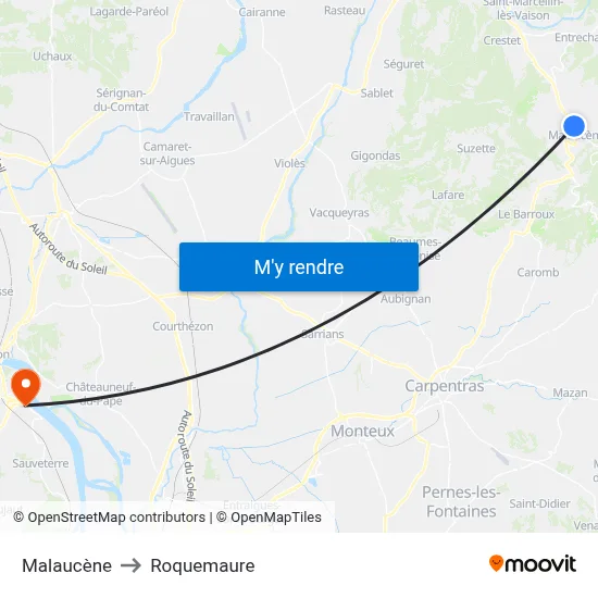 Malaucène to Roquemaure map