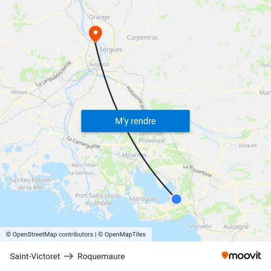 Saint-Victoret to Roquemaure map