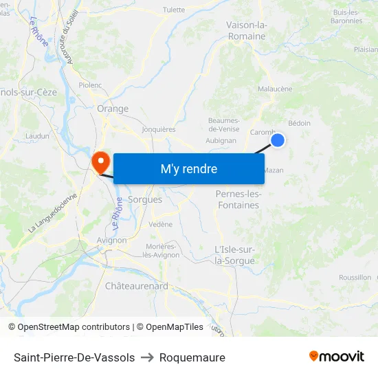 Saint-Pierre-De-Vassols to Roquemaure map