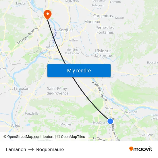 Lamanon to Roquemaure map