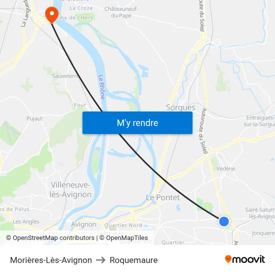 Morières-Lès-Avignon to Roquemaure map
