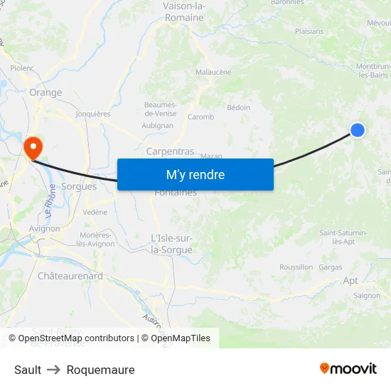 Sault to Roquemaure map