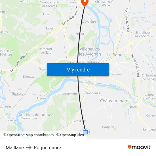 Maillane to Roquemaure map