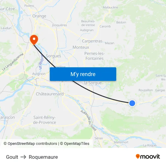 Goult to Roquemaure map