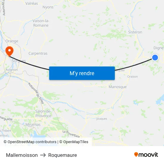 Mallemoisson to Roquemaure map