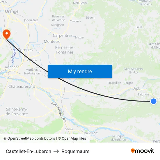Castellet-En-Luberon to Roquemaure map