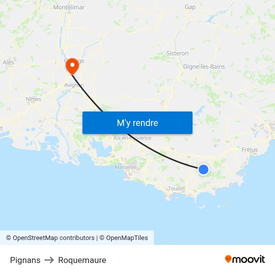 Pignans to Roquemaure map