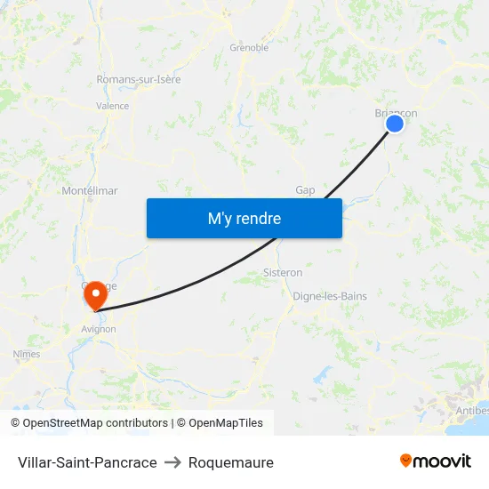 Villar-Saint-Pancrace to Roquemaure map