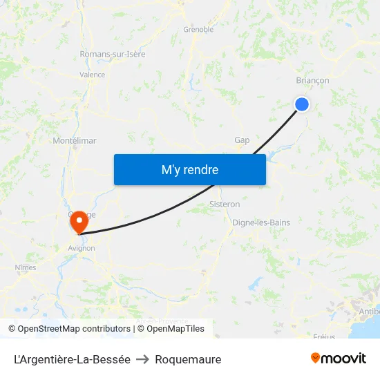 L'Argentière-La-Bessée to Roquemaure map