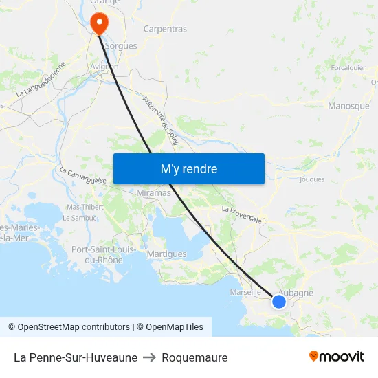 La Penne-Sur-Huveaune to Roquemaure map