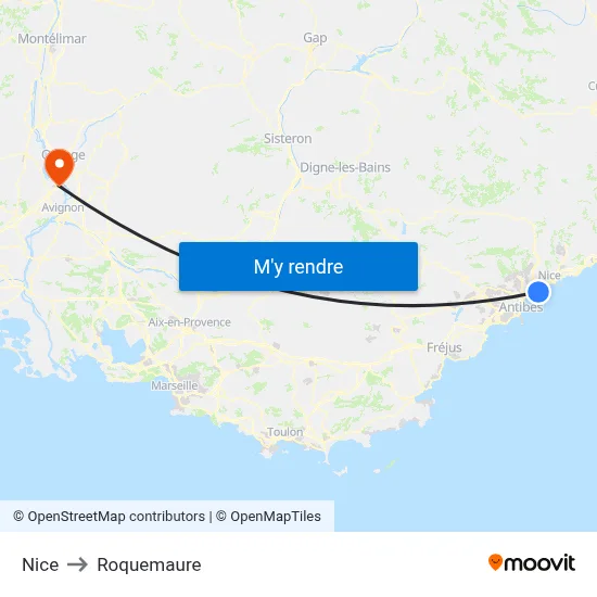 Nice to Roquemaure map