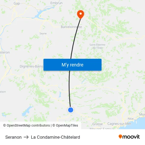 Seranon to La Condamine-Châtelard map