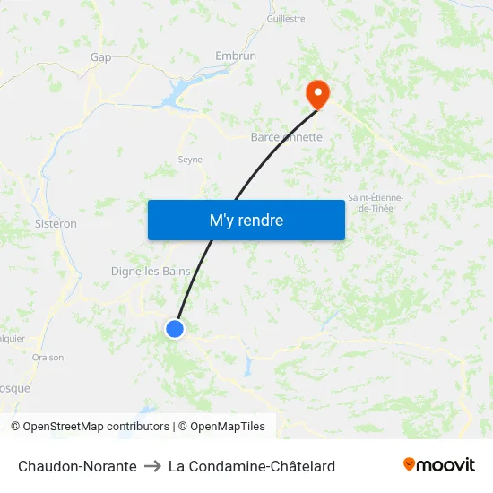 Chaudon-Norante to La Condamine-Châtelard map
