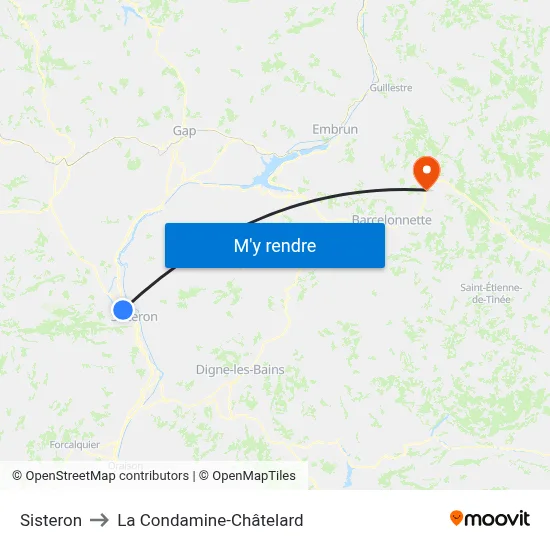 Sisteron to La Condamine-Châtelard map