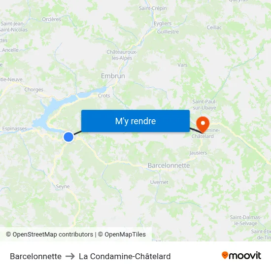 Barcelonnette to La Condamine-Châtelard map