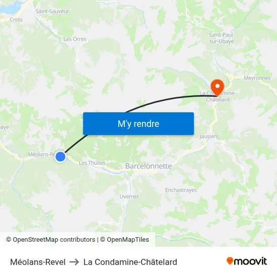 Méolans-Revel to La Condamine-Châtelard map