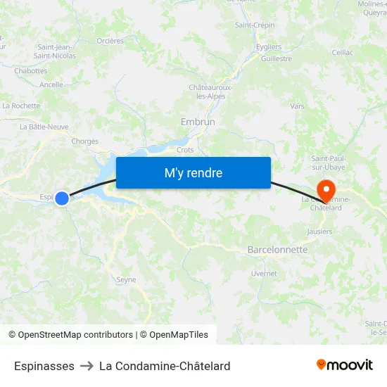 Espinasses to La Condamine-Châtelard map