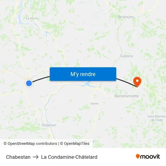 Chabestan to La Condamine-Châtelard map