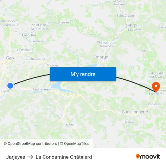 Jarjayes to La Condamine-Châtelard map