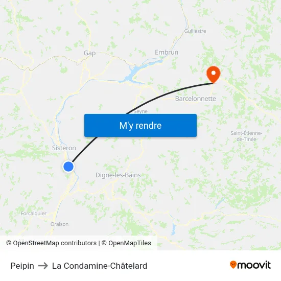 Peipin to La Condamine-Châtelard map
