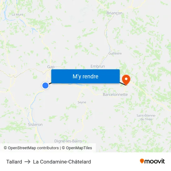 Tallard to La Condamine-Châtelard map