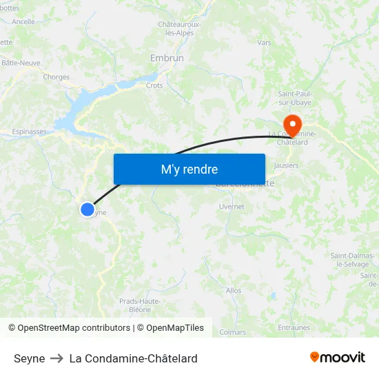 Seyne to La Condamine-Châtelard map