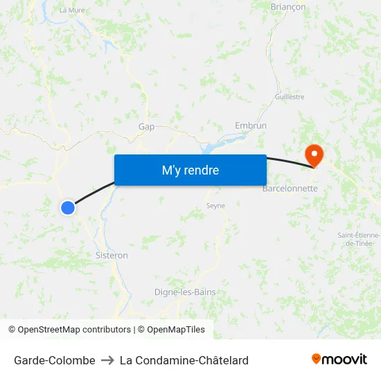 Garde-Colombe to La Condamine-Châtelard map
