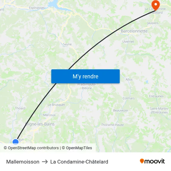 Mallemoisson to La Condamine-Châtelard map