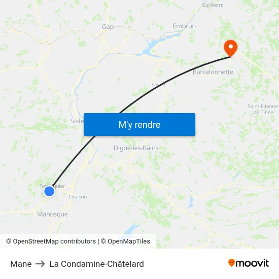 Mane to La Condamine-Châtelard map
