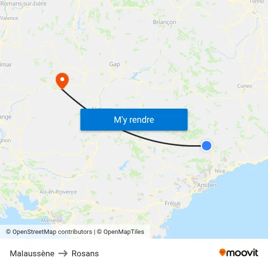 Malaussène to Rosans map