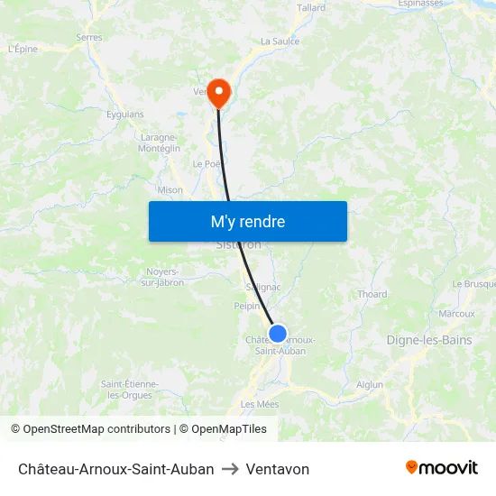 Château-Arnoux-Saint-Auban to Ventavon map