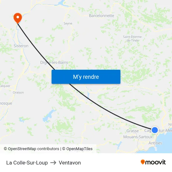 La Colle-Sur-Loup to Ventavon map