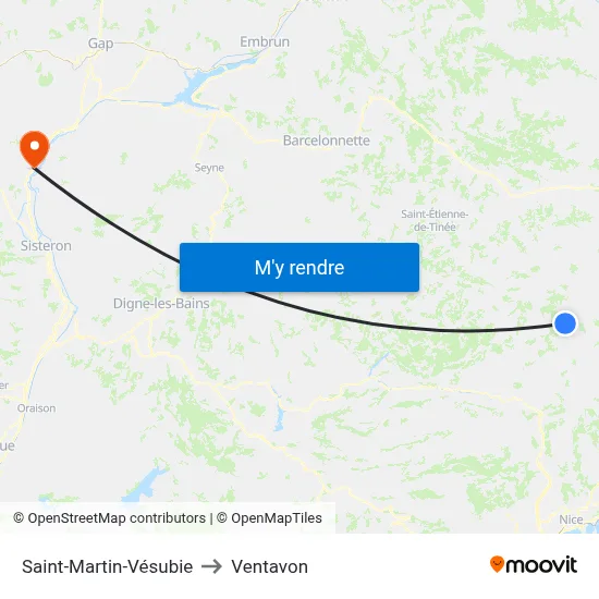 Saint-Martin-Vésubie to Ventavon map
