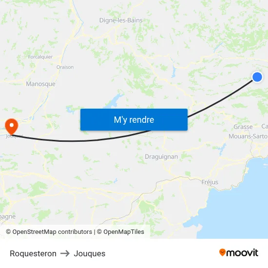 Roquesteron to Jouques map