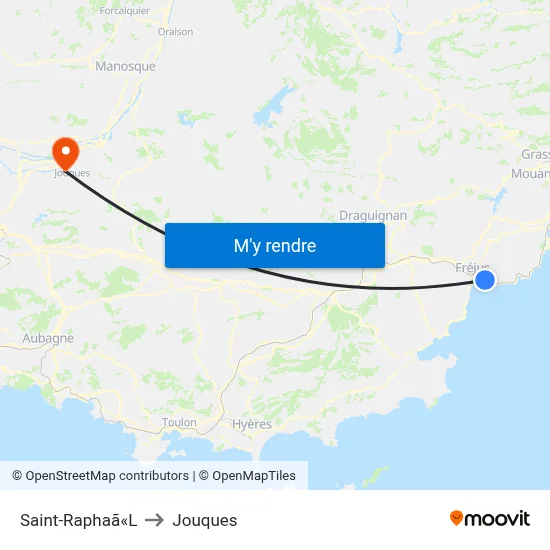 Saint-Raphaã«L to Jouques map
