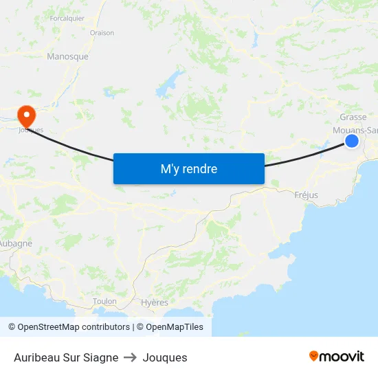 Auribeau Sur Siagne to Jouques map