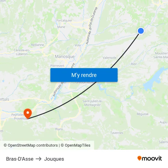 Bras-D'Asse to Jouques map