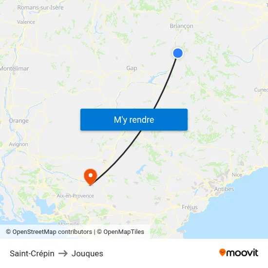 Saint-Crépin to Jouques map