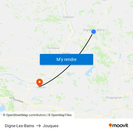 Digne-Les-Bains to Jouques map