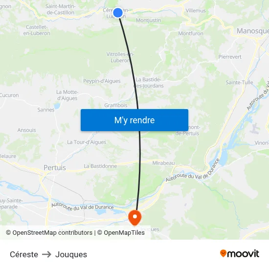 Céreste to Jouques map