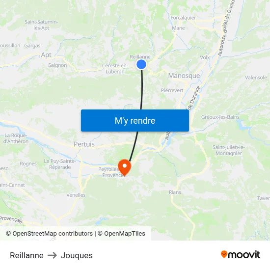 Reillanne to Jouques map