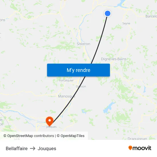 Bellaffaire to Jouques map