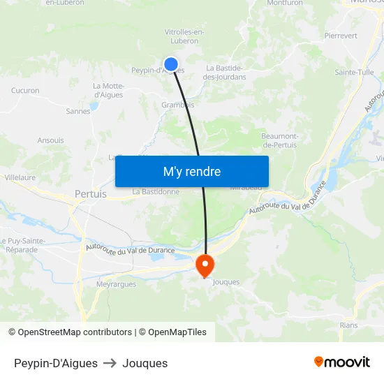 Peypin-D'Aigues to Jouques map