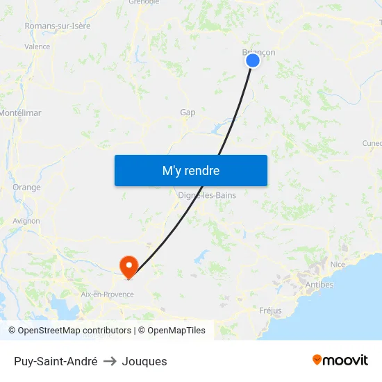 Puy-Saint-André to Jouques map