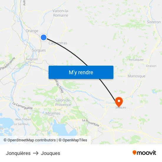 Jonquières to Jouques map