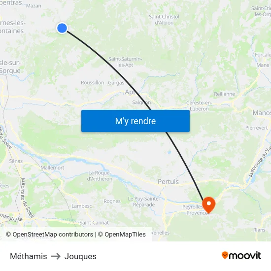 Méthamis to Jouques map