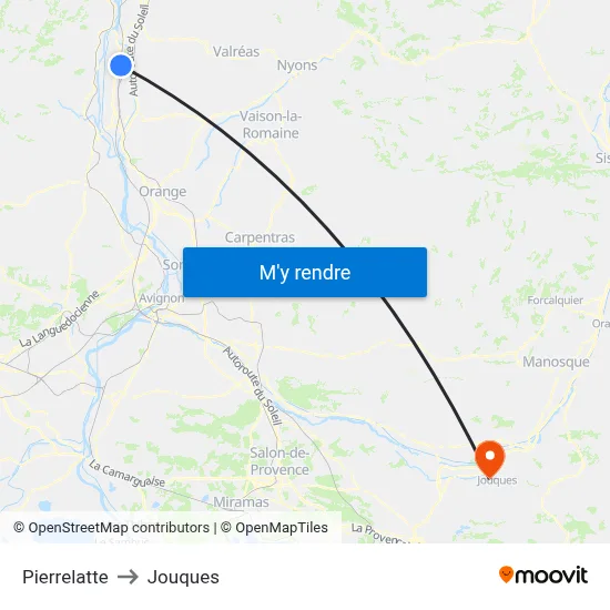 Pierrelatte to Jouques map