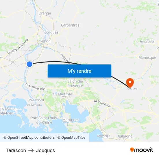 Tarascon to Jouques map